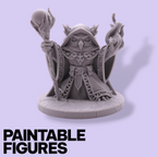 Warlock Owl Fantasy Miniature – 75mm Paintable Scale Figure | Tabletop RPG Wizard Mage Staff