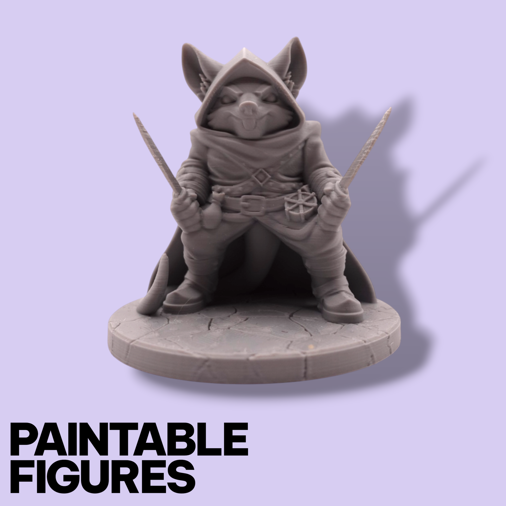 Rat Rogue Fantasy Miniature – 75mm Paintable Scale Figure | Tabletop RPG Thief Assassin