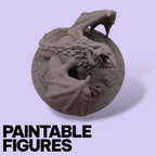 Fantasy Dragon on Treasure Hoard Miniature – Paintable 3D Print Figure (77mm & 96mm Scales) | Tabletop RPG Boss Monster
