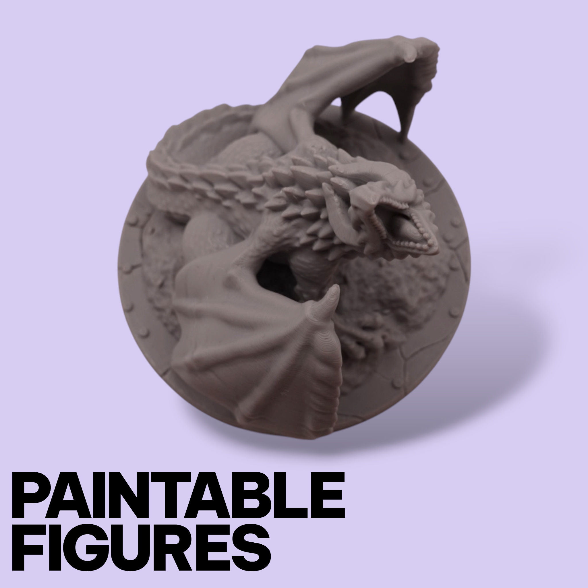 Fantasy Dragon on Treasure Hoard Miniature – Paintable 3D Print Figure (77mm & 96mm Scales) | Tabletop RPG Boss Monster