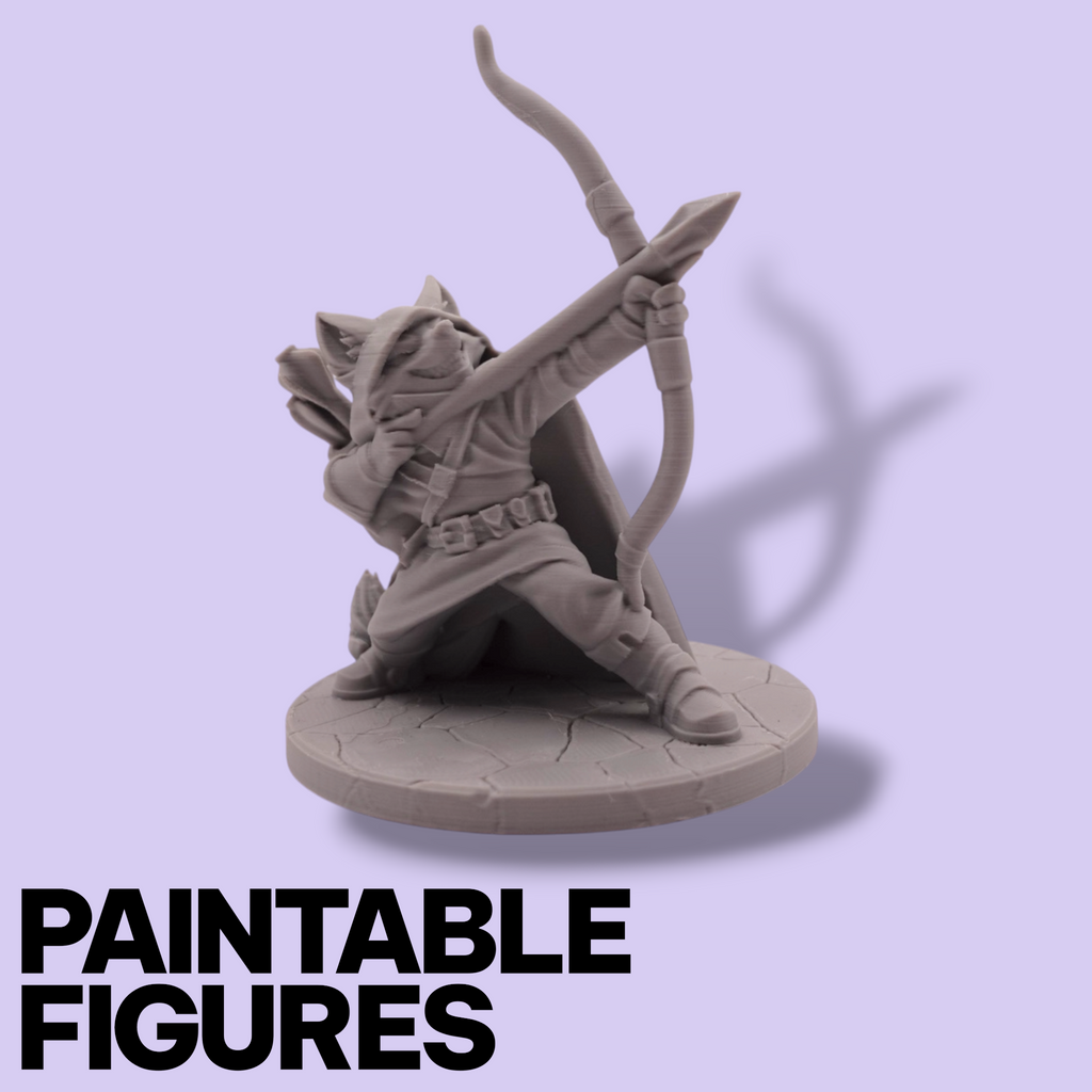 Rat Archer Fantasy Miniature – 75mm Paintable Scale Figure | Tabletop RPG Ranger Bowman