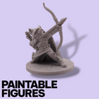 Rat Archer Fantasy Miniature – 75mm Paintable Scale Figure | Tabletop RPG Ranger Bowman