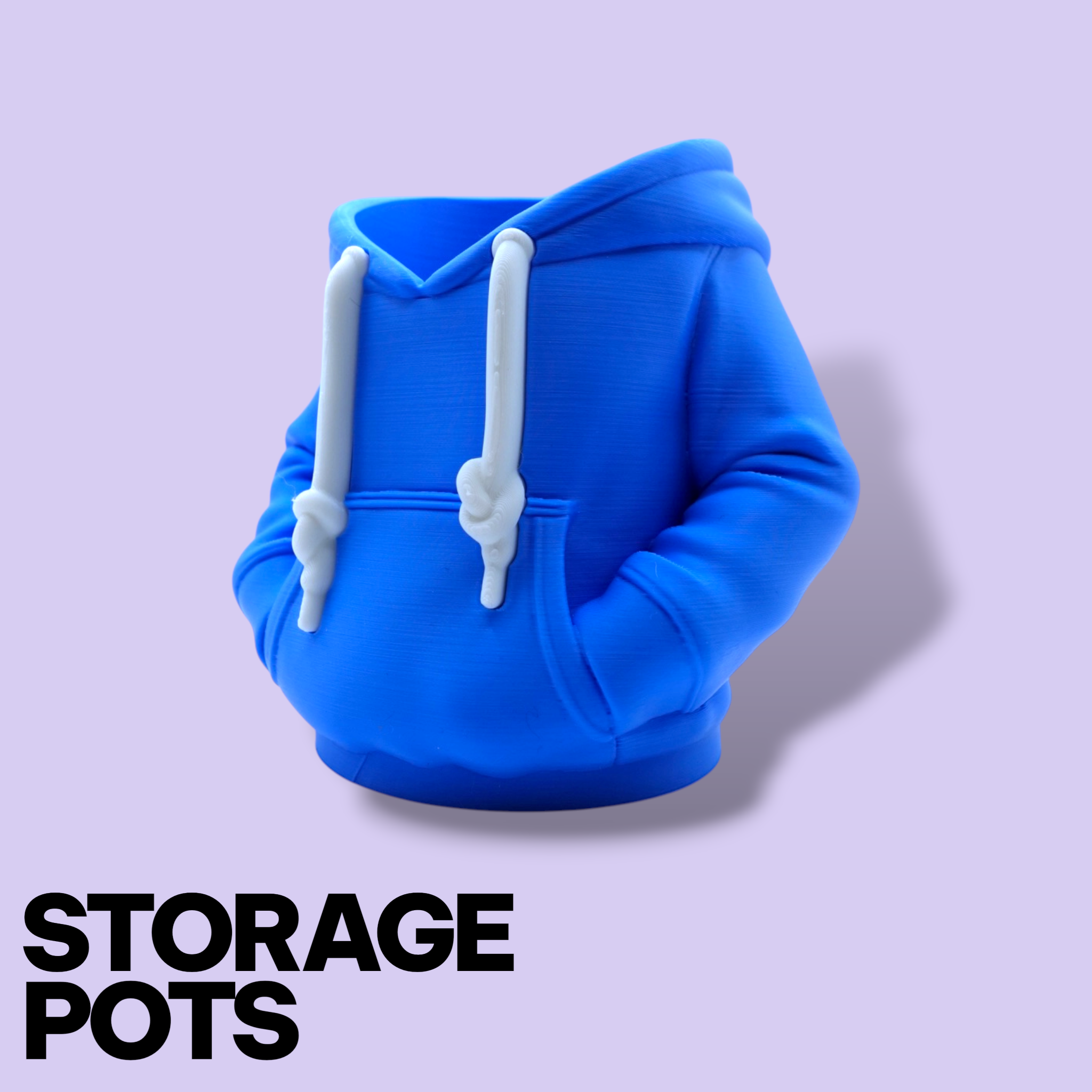 3D Printed Hoodie Storage Pots – Quirky Desk Organizer & Novelty Can Holder