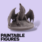 Fantasy Dragon on Treasure Hoard Miniature – Paintable 3D Print Figure (77mm & 96mm Scales) | Tabletop RPG Boss Monster