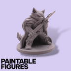 Axeman Wolf Fantasy Miniature – 75mm Paintable Scale Figure | Tabletop RPG Barbarian Warrior