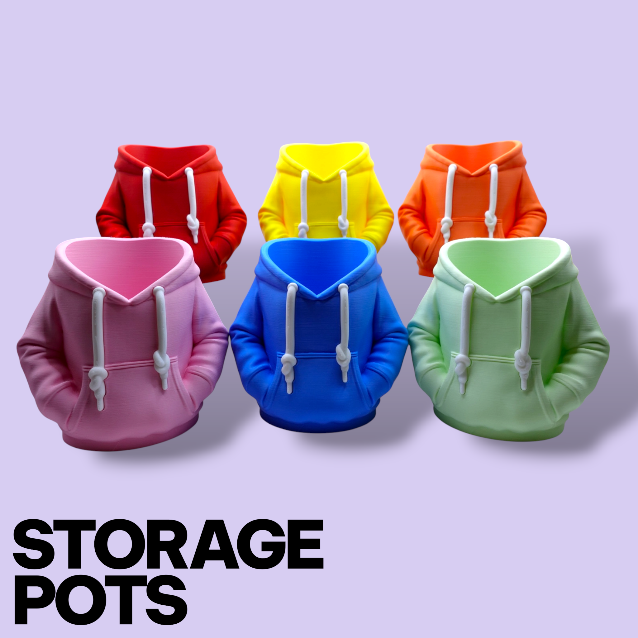 3D Printed Hoodie Storage Pots – Quirky Desk Organizer & Novelty Can Holder