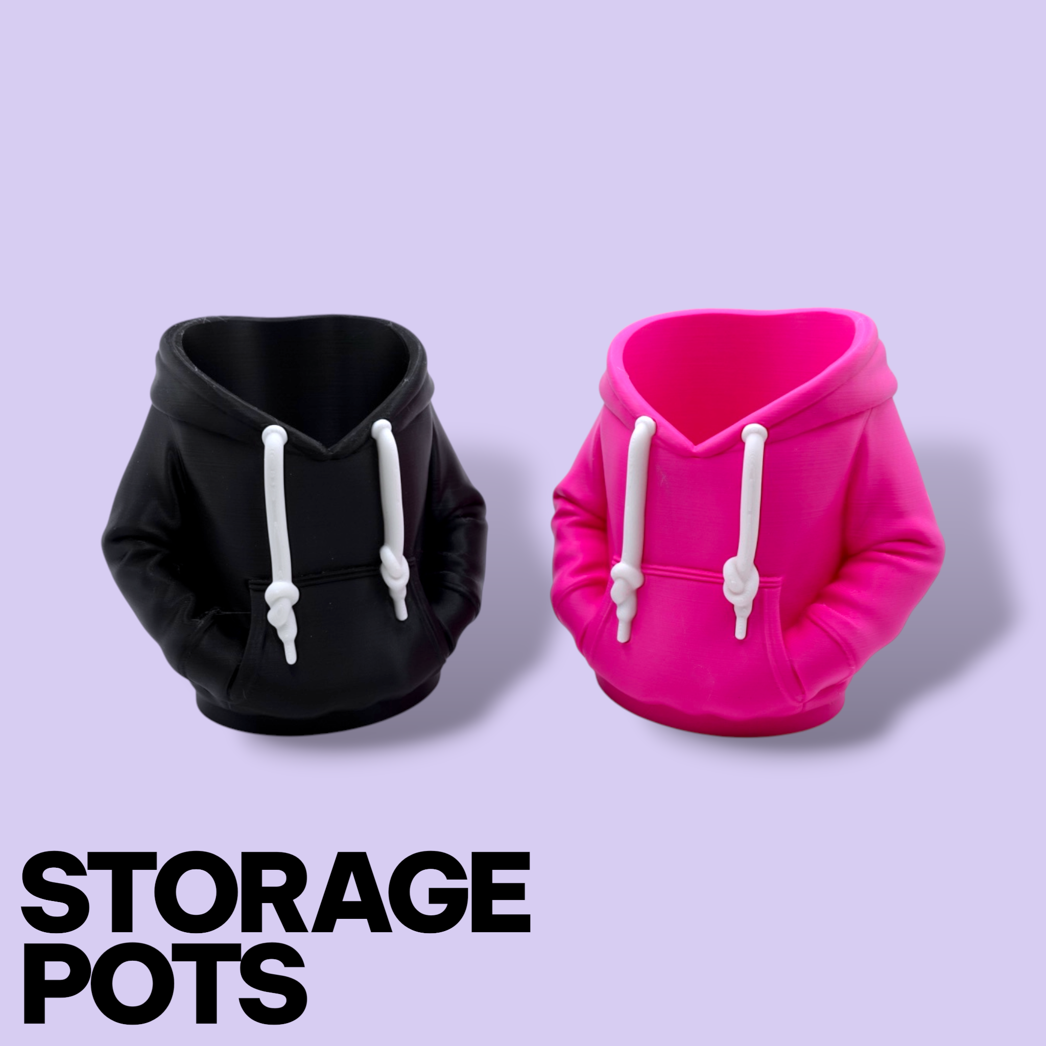 3D Printed Hoodie Storage Pots – Quirky Desk Organizer & Novelty Can Holder