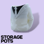3D Printed Suit Storage Pots – Quirky Desk Organizer & Novelty Can Holder