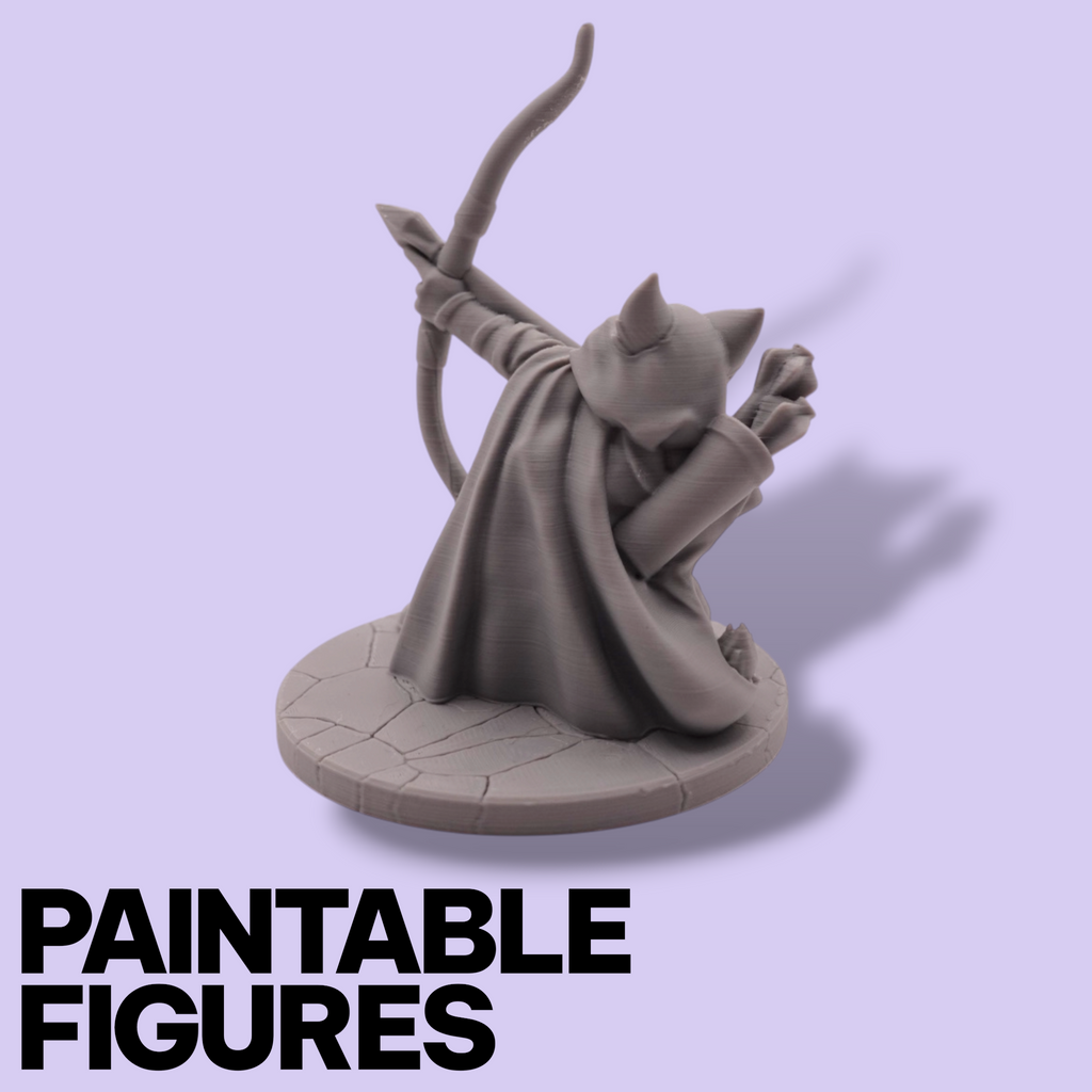 Rat Archer Fantasy Miniature – 75mm Paintable Scale Figure | Tabletop RPG Ranger Bowman