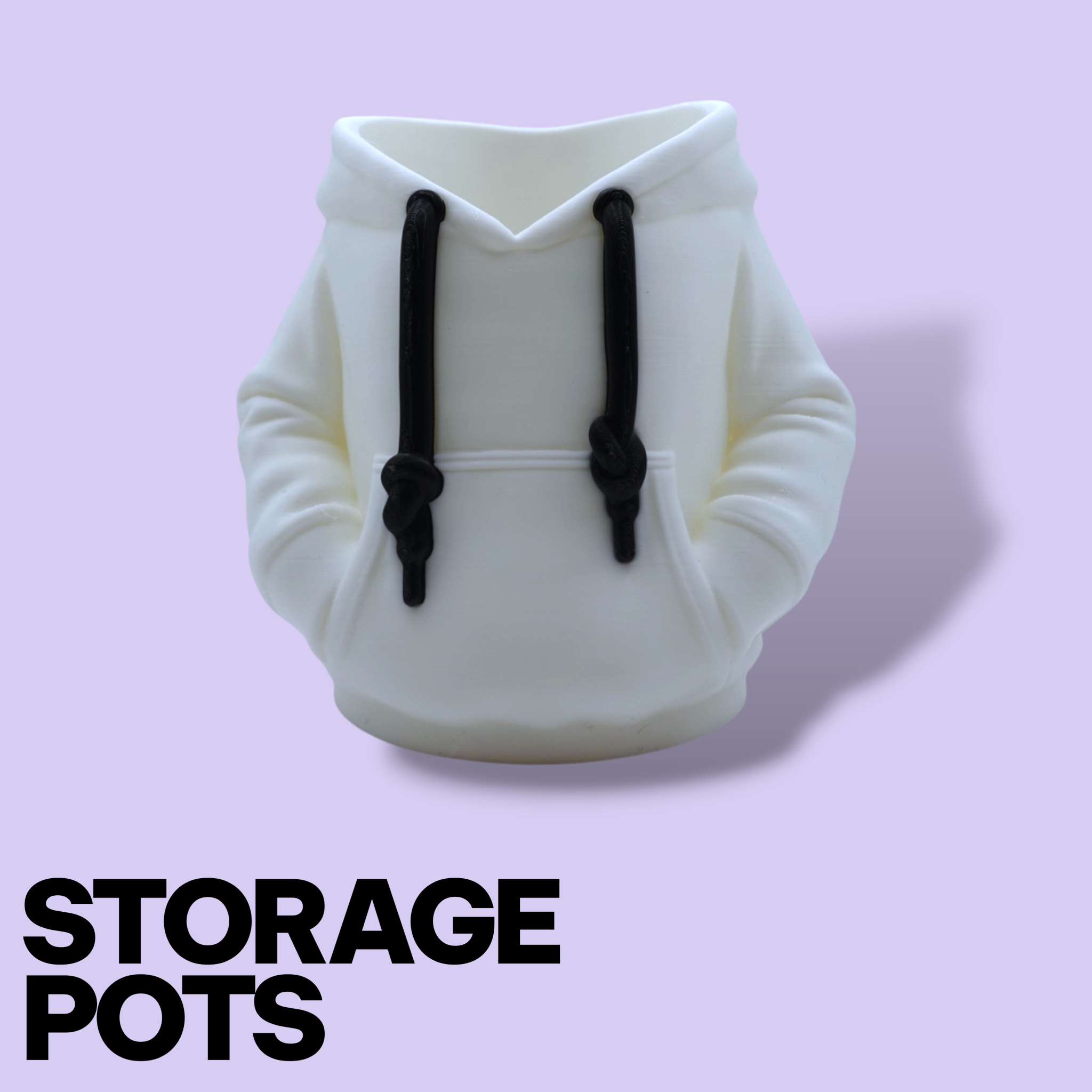 3D Printed Hoodie Storage Pots – Quirky Desk Organizer & Novelty Can Holder