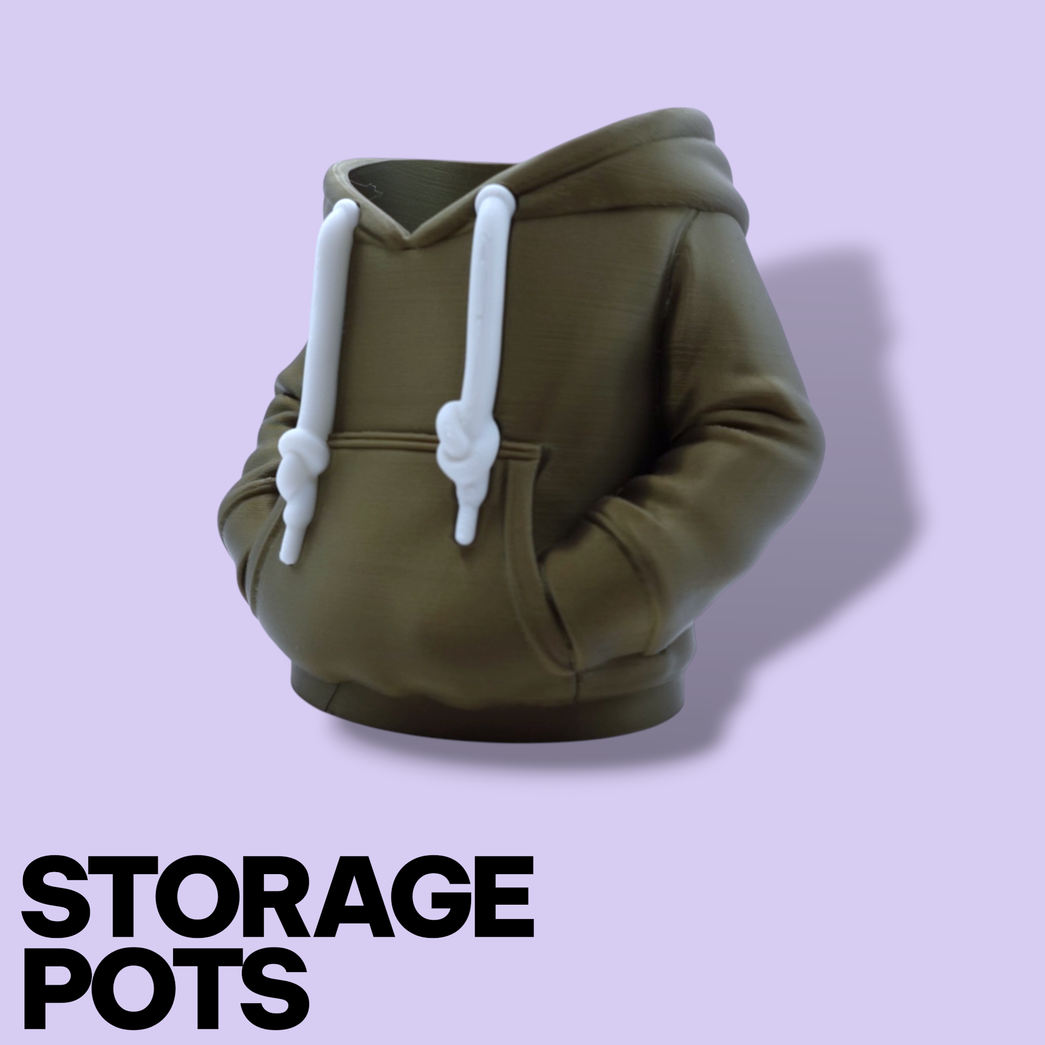 3D Printed Hoodie Storage Pots – Quirky Desk Organizer & Novelty Can Holder