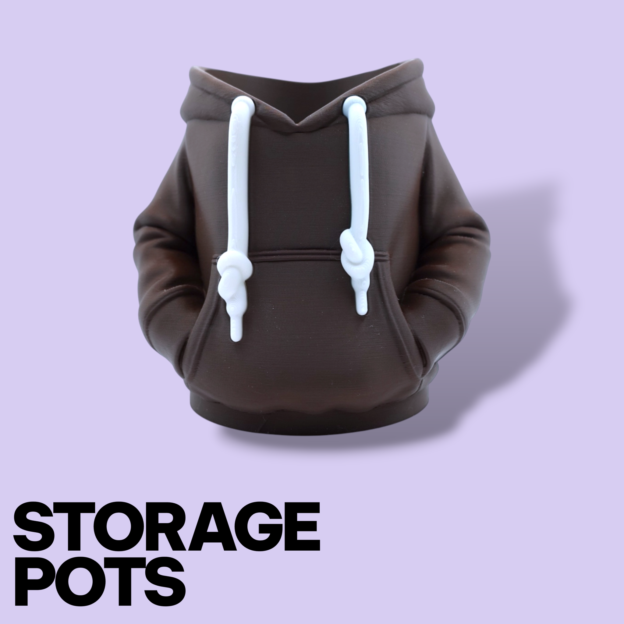 3D Printed Hoodie Storage Pots – Quirky Desk Organizer & Novelty Can Holder