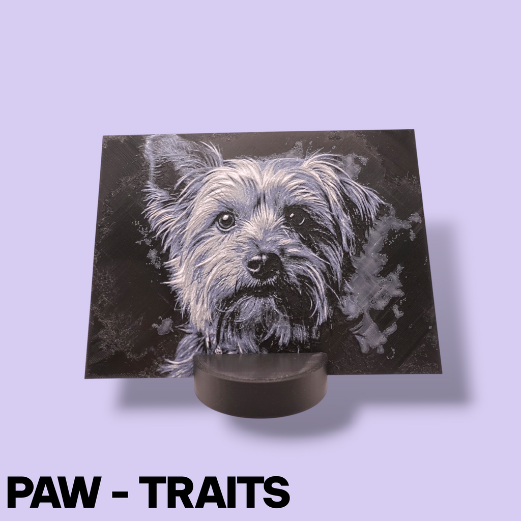 Monochrome "Paw-Traits" Textured Dog Art – 3D Printed Filament Painting (200x150mm)