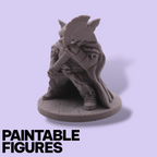 Axeman Wolf Fantasy Miniature – 75mm Paintable Scale Figure | Tabletop RPG Barbarian Warrior