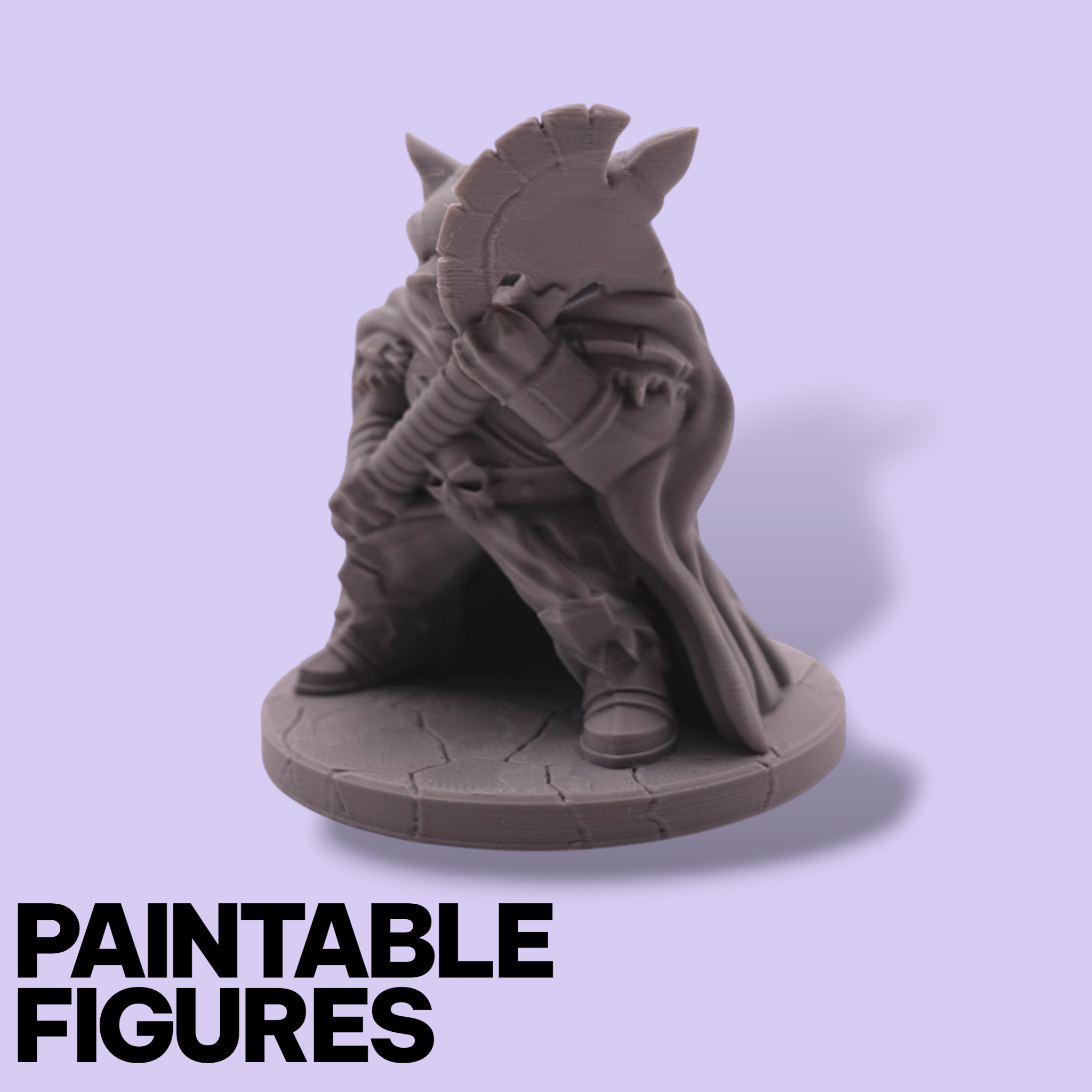 Axeman Wolf Fantasy Miniature – 75mm Paintable Scale Figure | Tabletop RPG Barbarian Warrior