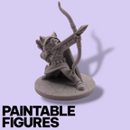 Rat Archer Fantasy Miniature – 75mm Paintable Scale Figure | Tabletop RPG Ranger Bowman
