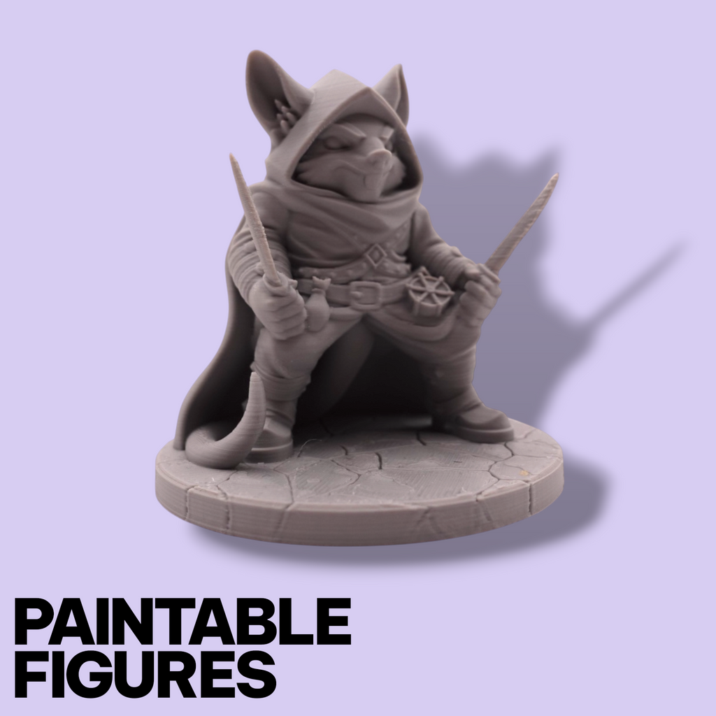 Rat Rogue Fantasy Miniature – 75mm Paintable Scale Figure | Tabletop RPG Thief Assassin