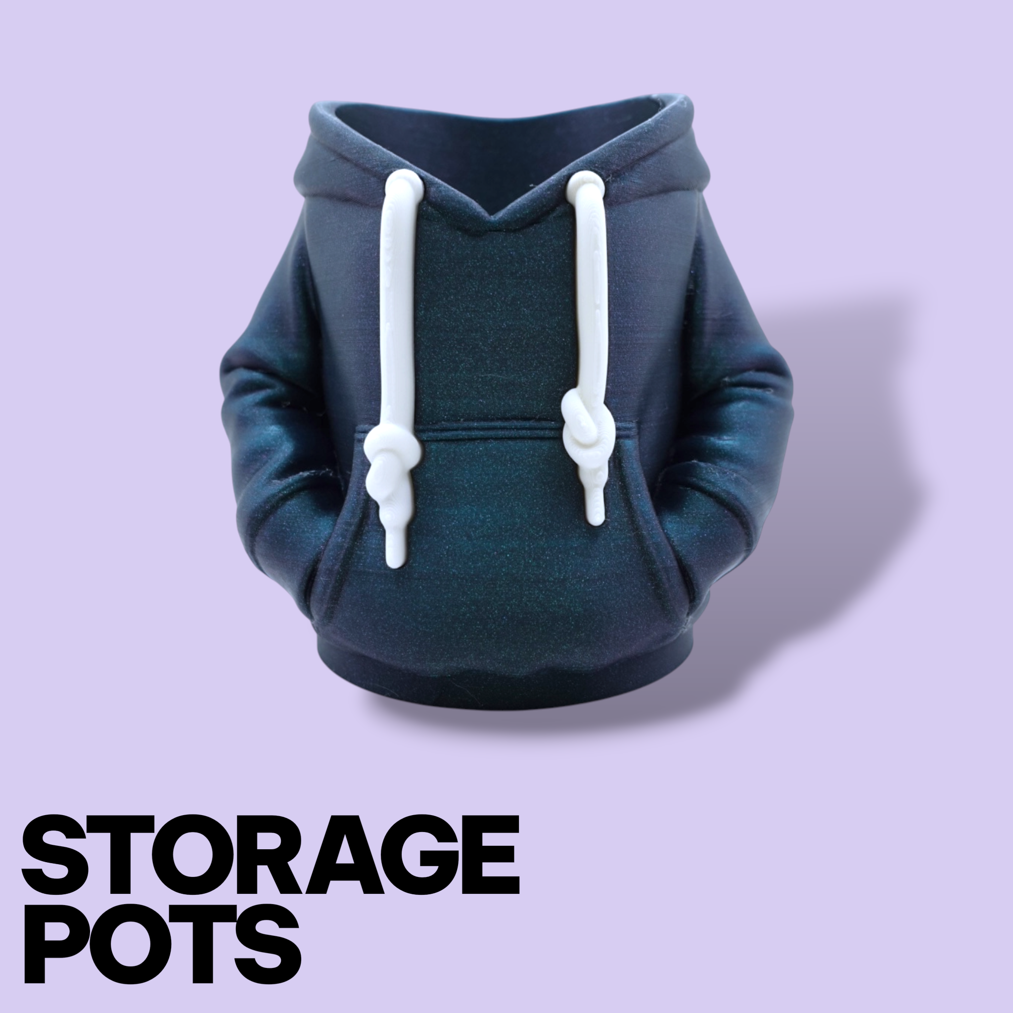 3D Printed Hoodie Storage Pots – Quirky Desk Organizer & Novelty Can Holder