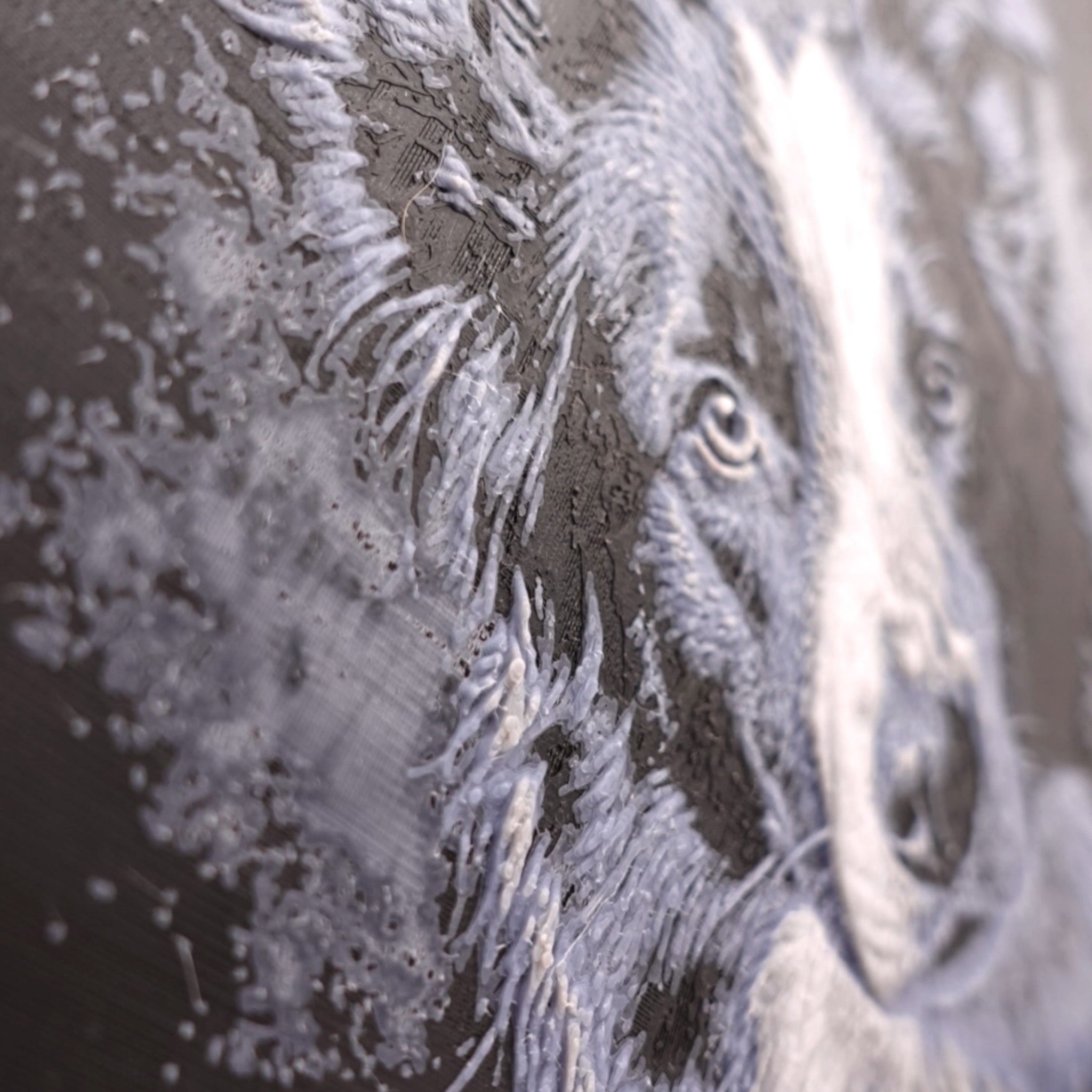 Monochrome "Paw-Traits" Textured Dog Art – 3D Printed Filament Painting (200x150mm)