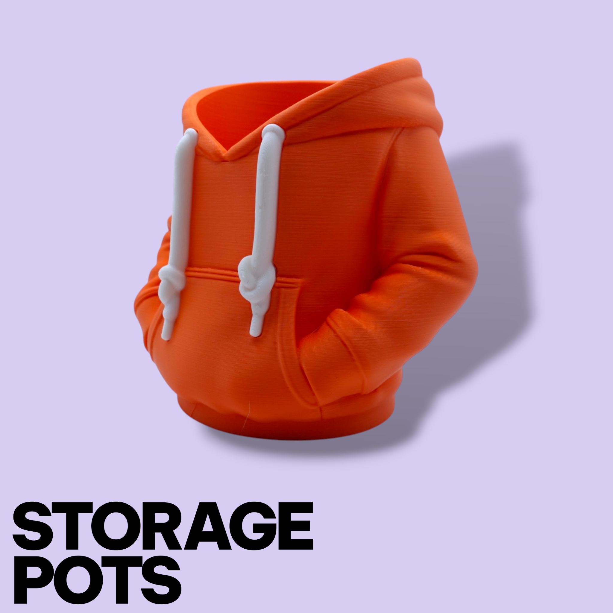 3D Printed Hoodie Storage Pots – Quirky Desk Organizer & Novelty Can Holder