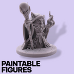 Warlock Owl Fantasy Miniature – 75mm Paintable Scale Figure | Tabletop RPG Wizard Mage Staff