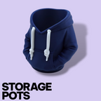 3D Printed Hoodie Storage Pots – Quirky Desk Organizer & Novelty Can Holder