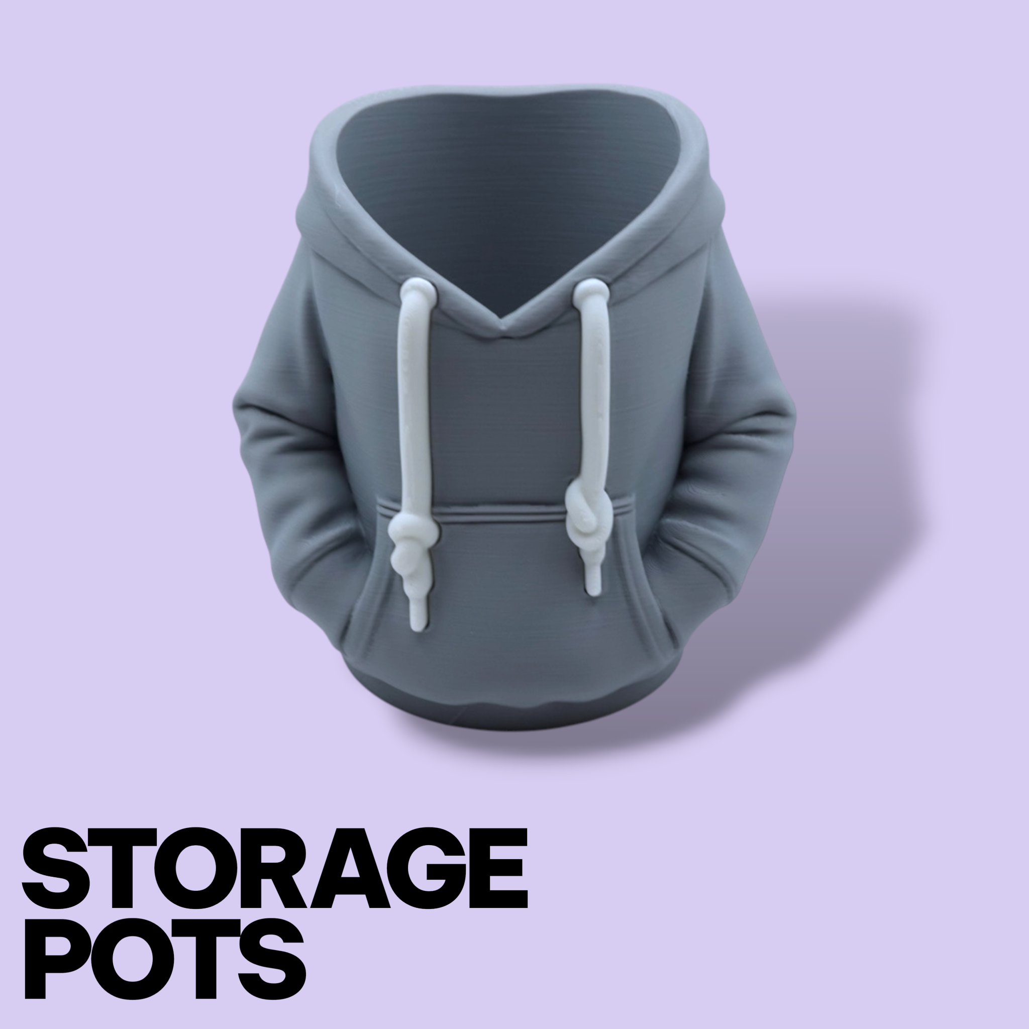 3D Printed Hoodie Storage Pots – Quirky Desk Organizer & Novelty Can Holder