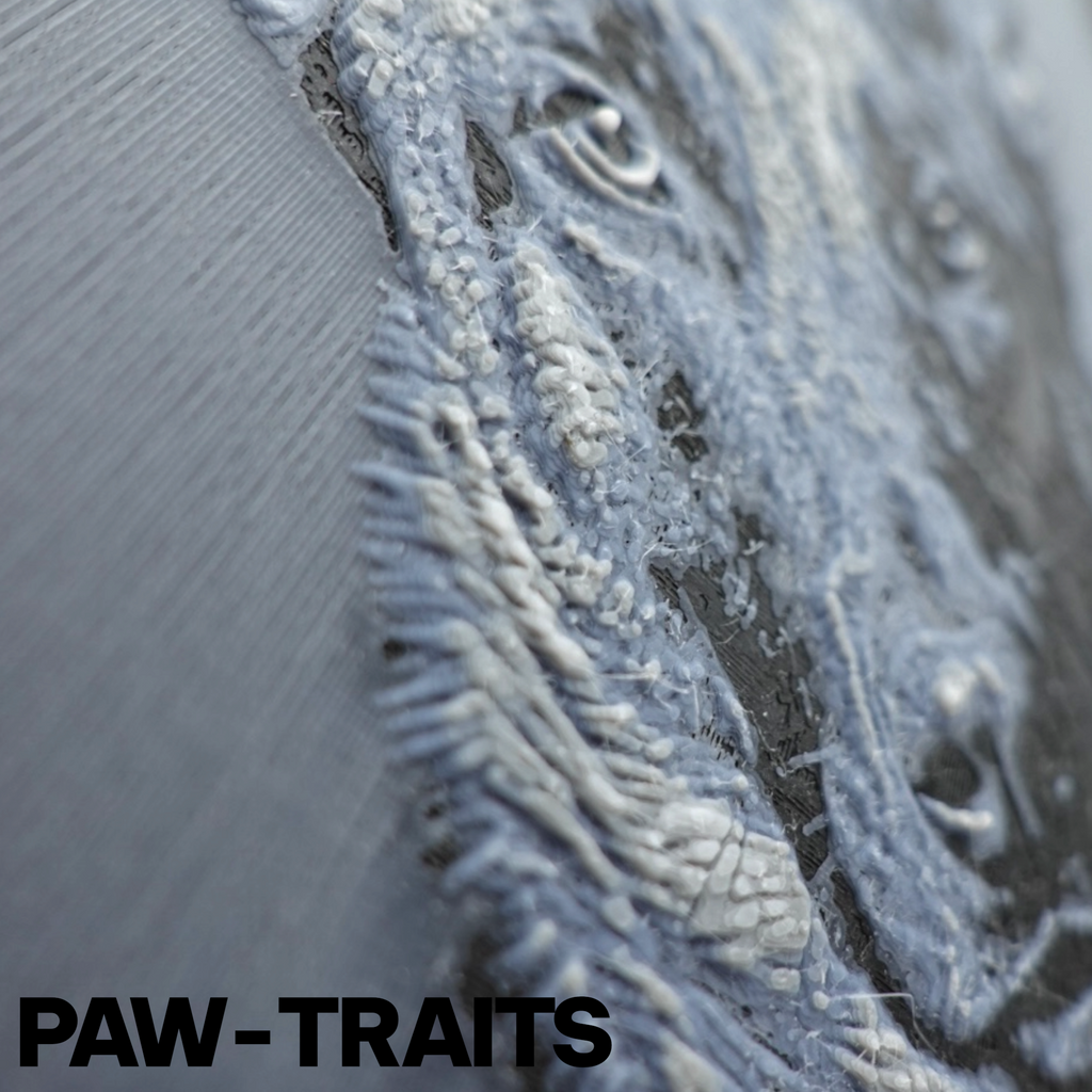 Monochrome "Paw-Traits" Textured Dog Art – 3D Printed Filament Painting (200x150mm)