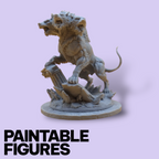 Cerberus 3-Headed Beast Miniature – Paintable 3D Print Figure (32mm & 75mm Scales) | Tabletop RPG Underworld Encounter