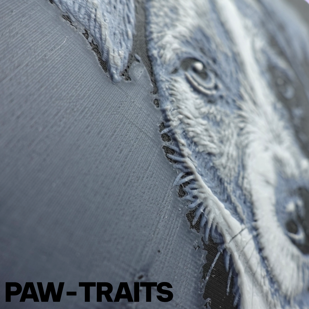 Monochrome "Paw-Traits" Textured Dog Art – 3D Printed Filament Painting (200x150mm)