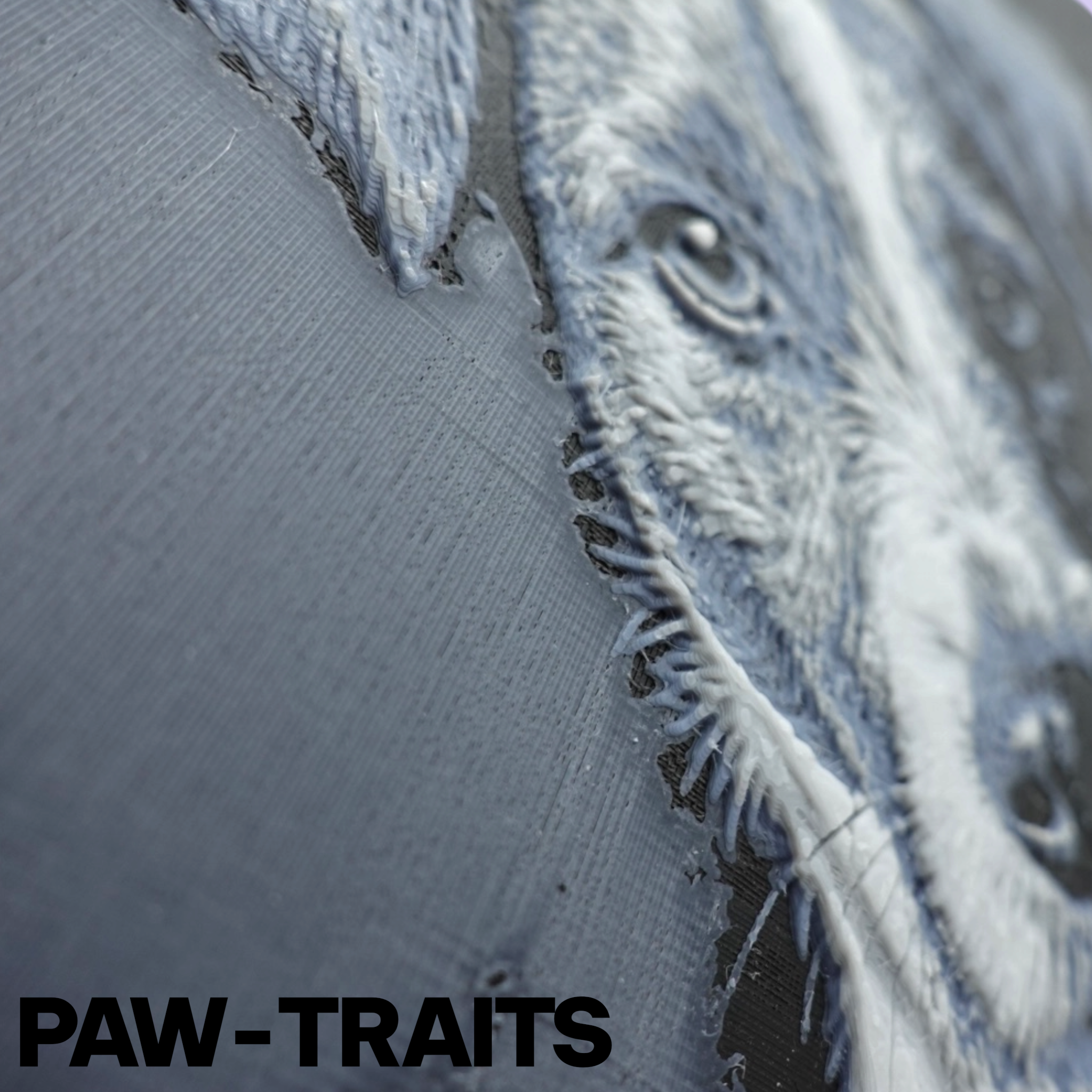 Monochrome "Paw-Traits" Textured Dog Art – 3D Printed Filament Painting (200x150mm)