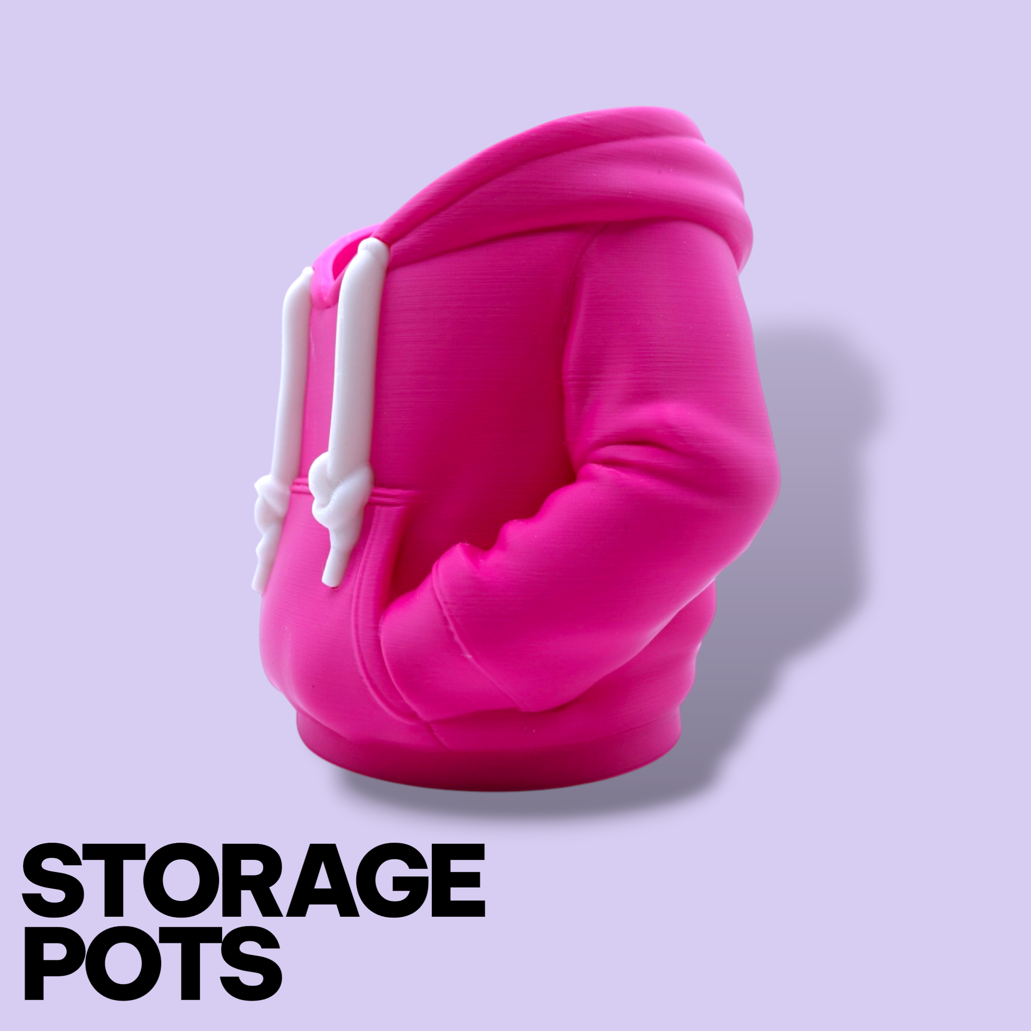 3D Printed Hoodie Storage Pots – Quirky Desk Organizer & Novelty Can Holder
