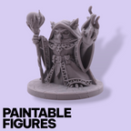 Warlock Owl Fantasy Miniature – 75mm Paintable Scale Figure | Tabletop RPG Wizard Mage Staff