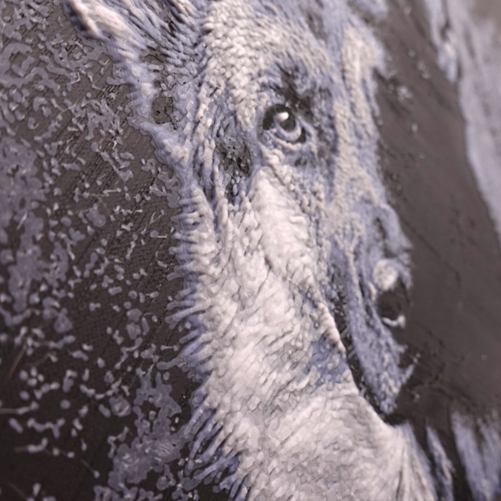 Monochrome "Paw-Traits" Textured Dog Art – 3D Printed Filament Painting (200x150mm)