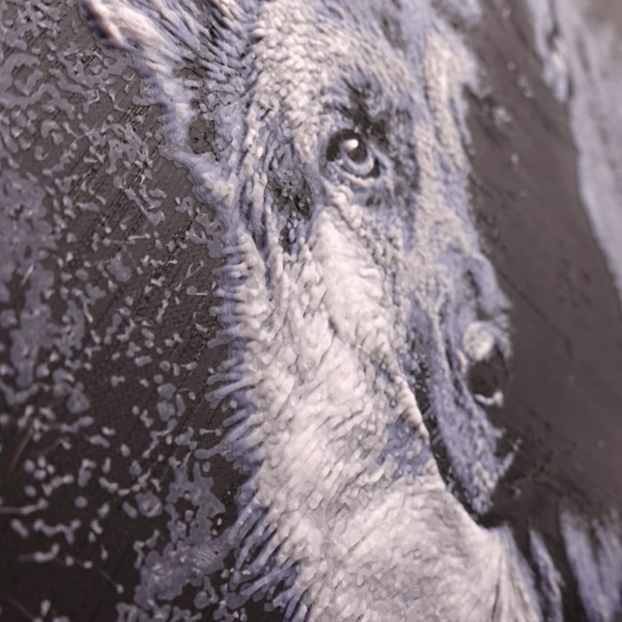 Monochrome "Paw-Traits" Textured Dog Art – 3D Printed Filament Painting (200x150mm)