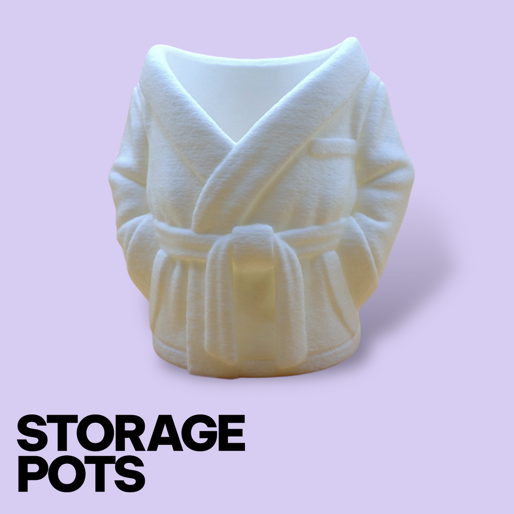 3D Printed Dressing Gown Storage Pots – Quirky Desk Organizer & Novelty Can Holder