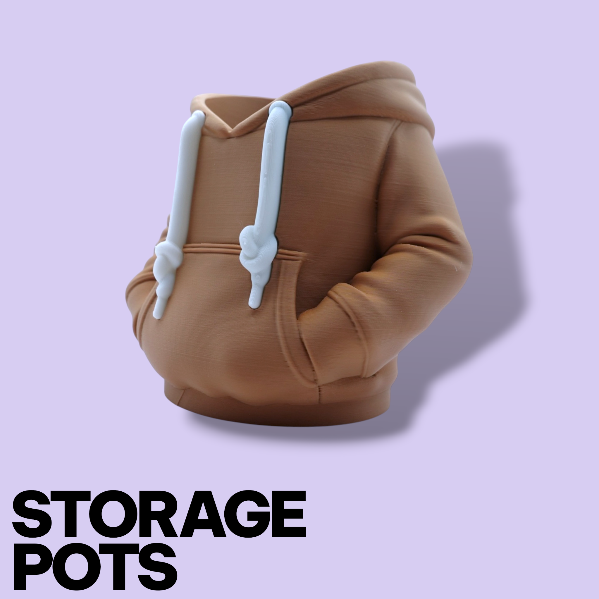 3D Printed Hoodie Storage Pots – Quirky Desk Organizer & Novelty Can Holder