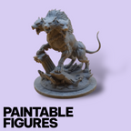 Cerberus 3-Headed Beast Miniature – Paintable 3D Print Figure (32mm & 75mm Scales) | Tabletop RPG Underworld Encounter