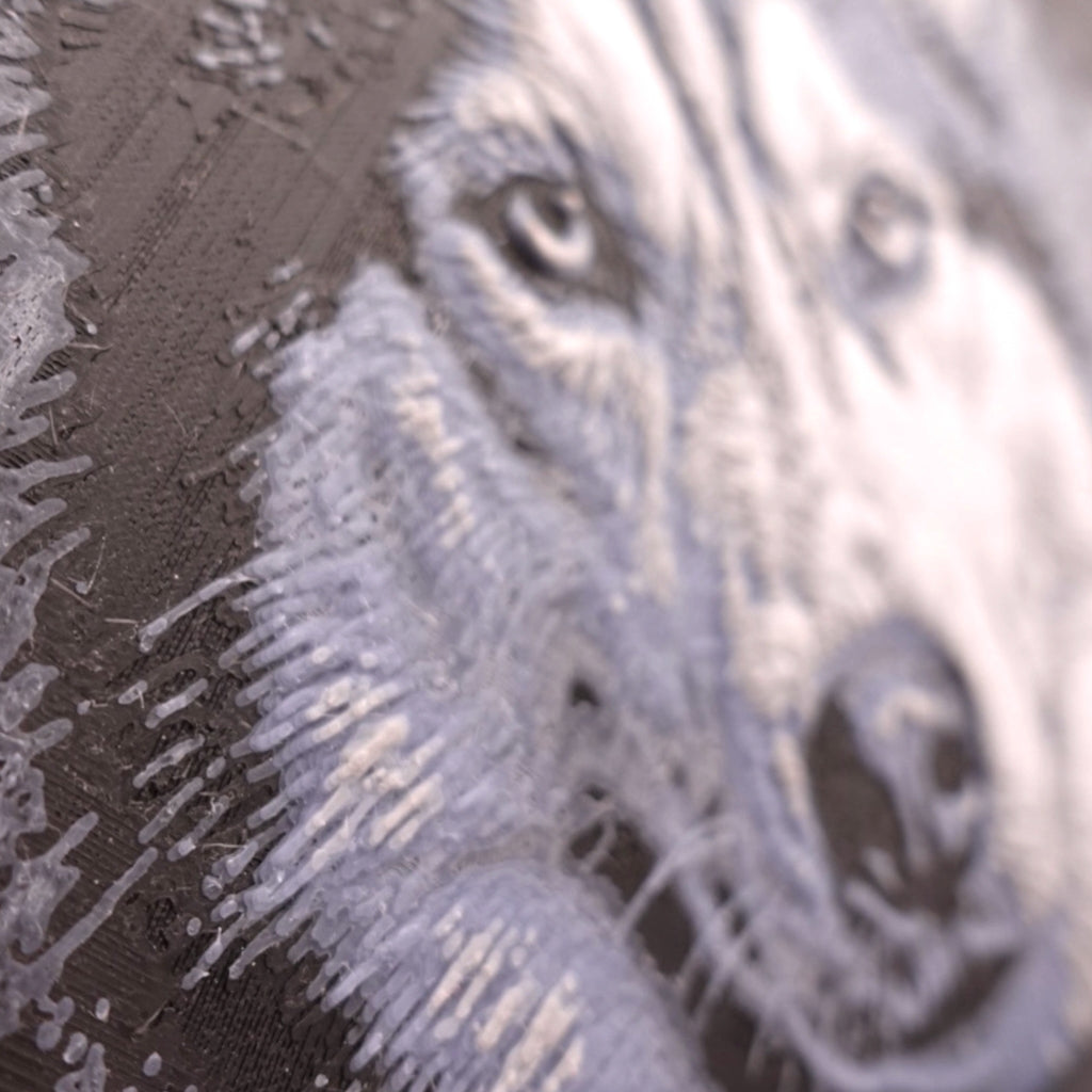 Monochrome "Paw-Traits" Textured Dog Art – 3D Printed Filament Painting (200x150mm)