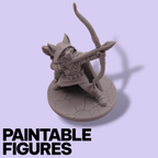 Rat Archer Fantasy Miniature – 75mm Paintable Scale Figure | Tabletop RPG Ranger Bowman