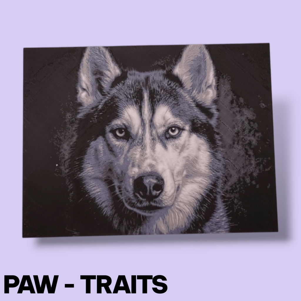 Monochrome "Paw-Traits" Textured Dog Art – 3D Printed Filament Painting (200x150mm)
