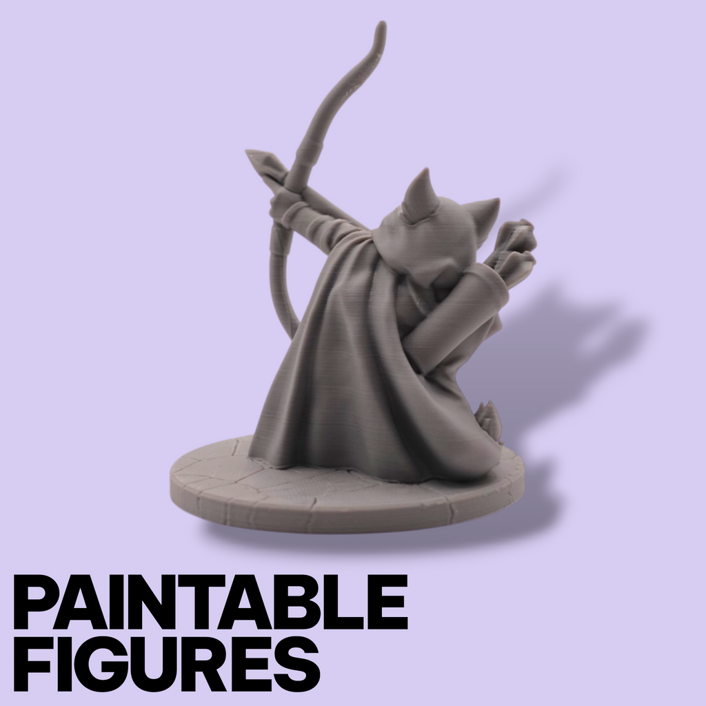 Rat Archer Fantasy Miniature – 75mm Paintable Scale Figure | Tabletop RPG Ranger Bowman