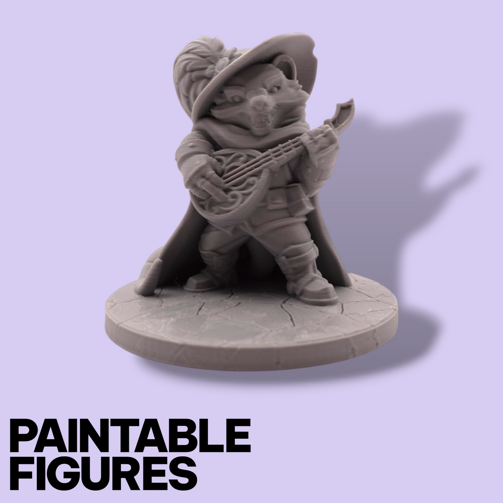 Rat Bard Fantasy Miniature – 75mm Paintable Scale Figure | Tabletop RPG Lute Player Minstrel