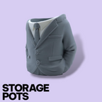 3D Printed Suit Storage Pots – Quirky Desk Organizer & Novelty Can Holder