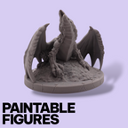 Fantasy Dragon on Treasure Hoard Miniature – Paintable 3D Print Figure (77mm & 96mm Scales) | Tabletop RPG Boss Monster