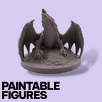Fantasy Dragon on Treasure Hoard Miniature – Paintable 3D Print Figure (77mm & 96mm Scales) | Tabletop RPG Boss Monster