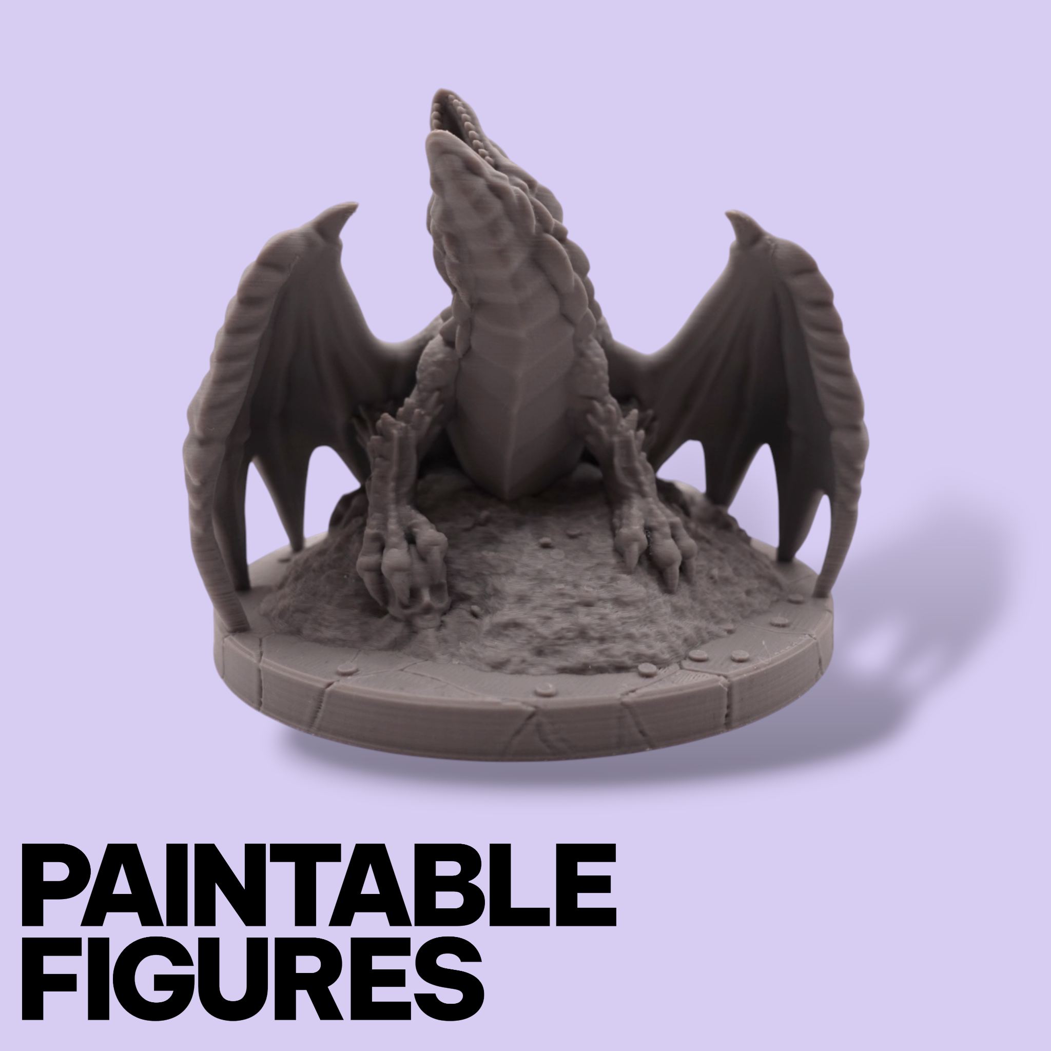 Fantasy Dragon on Treasure Hoard Miniature – Paintable 3D Print Figure (77mm & 96mm Scales) | Tabletop RPG Boss Monster