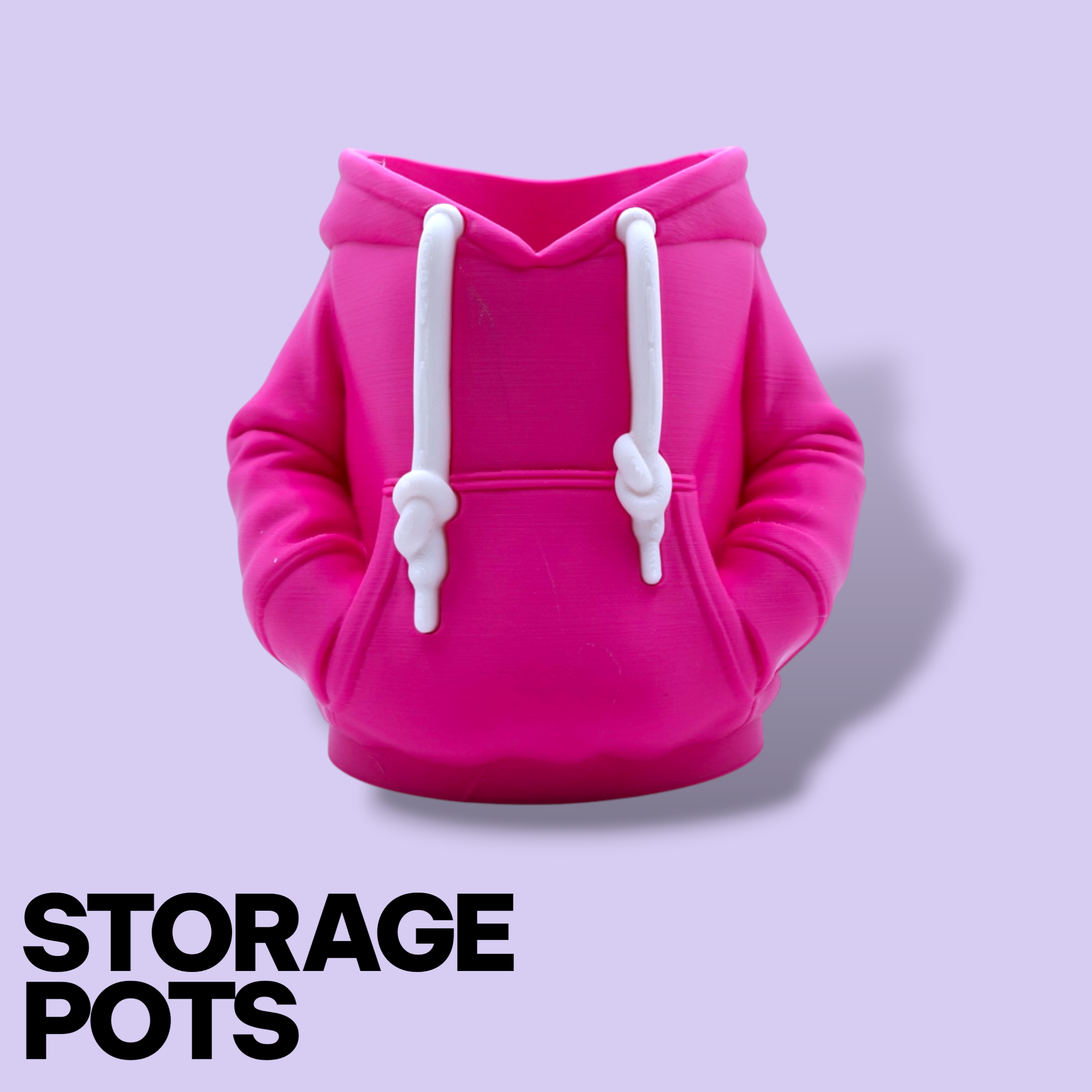 3D Printed Hoodie Storage Pots – Quirky Desk Organizer & Novelty Can Holder