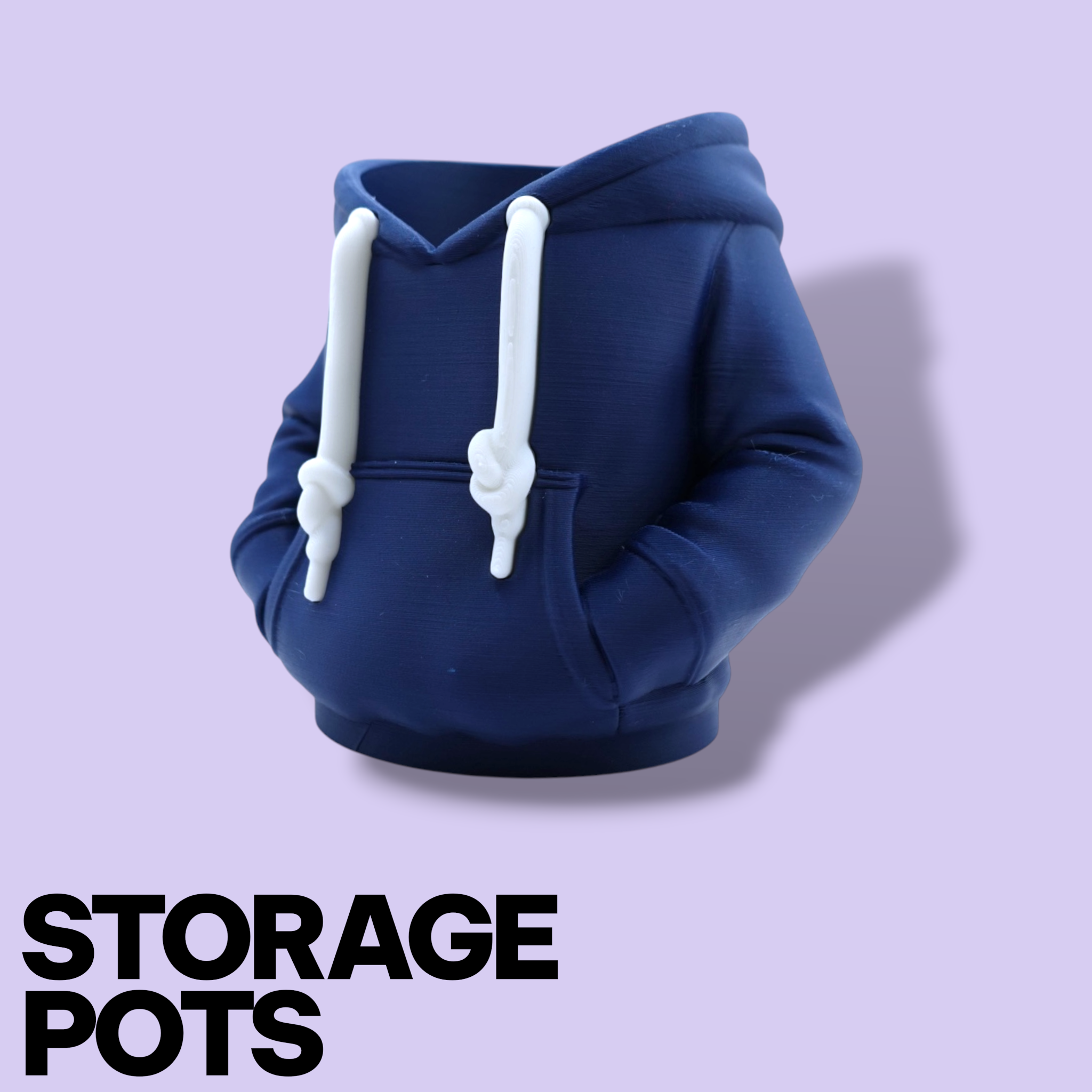 3D Printed Hoodie Storage Pots – Quirky Desk Organizer & Novelty Can Holder
