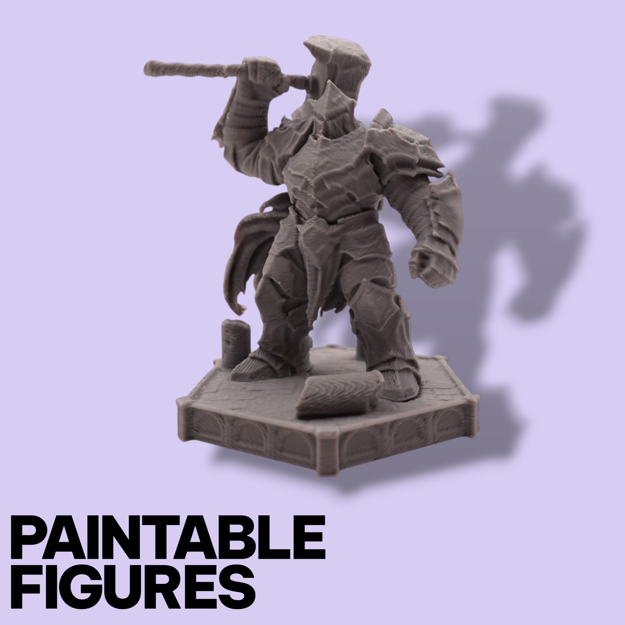 Hammer Goliath Fantasy Miniature – 75mm Paintable Scale Figure | Tabletop RPG Heavy Armor Juggernaut